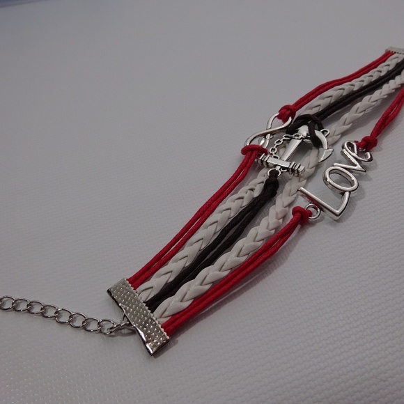 Love Anchor Leather Charm Bracelet Silver Plated - Picture 3 of 4